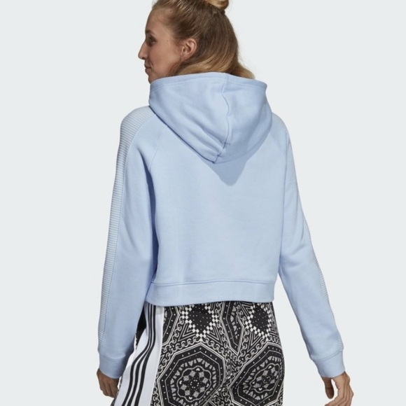 Adidas Cropped Hoodie Ribbed Sleeves - Picture 4 of 9